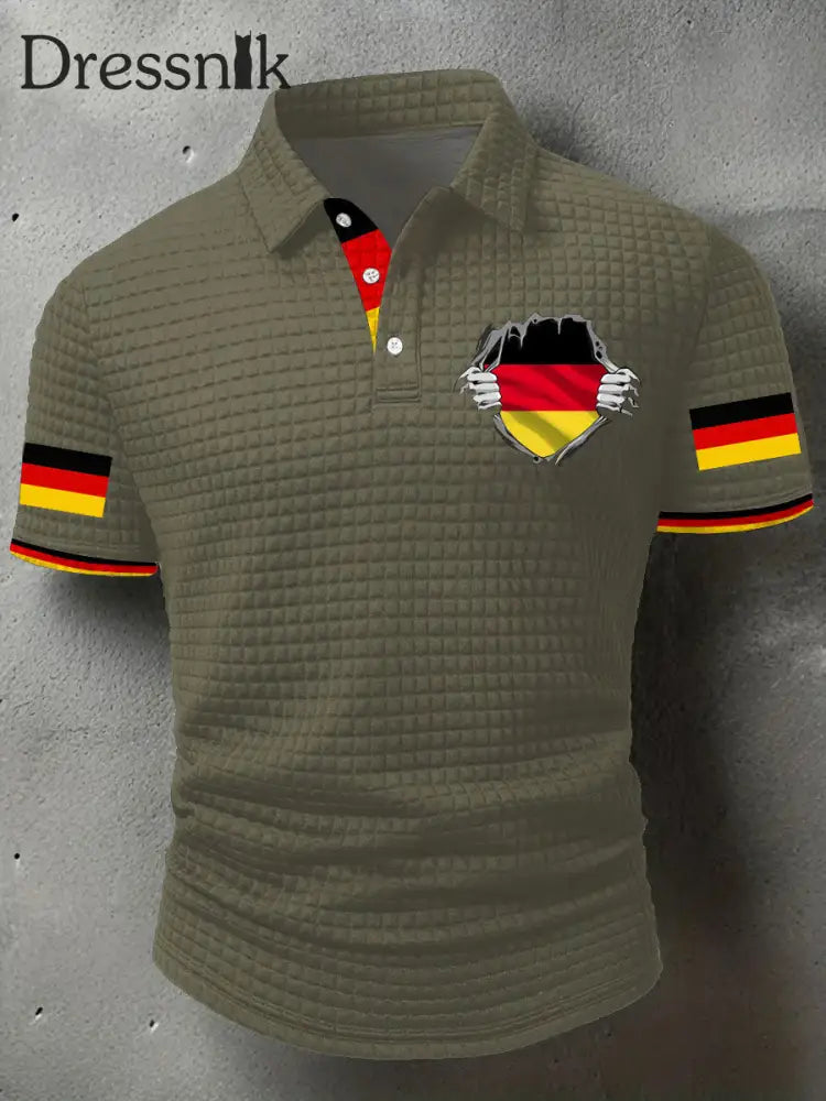 Herren Deutschland bedruckte Freizeit Tops Grün / S