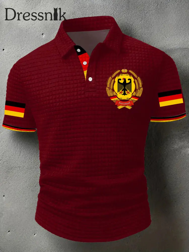 Herren Deutschland bedruckte Freizeit Tops Rot / S