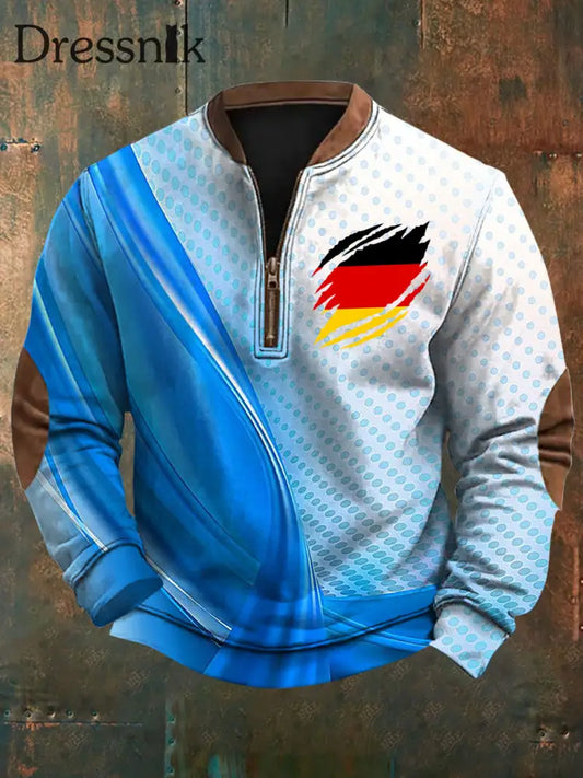Herren Deutschland bedrucktes lässiges Sweatshirt blau / S