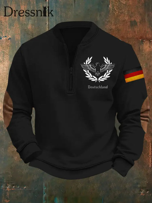 Herren Deutschland bedrucktes lässiges Sweatshirt Schwarz / S