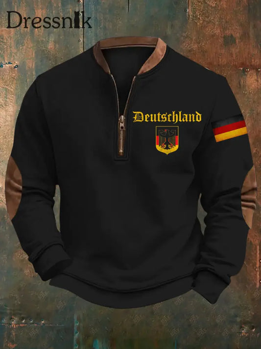 Herren Deutschland bedrucktes lässiges Sweatshirt Schwarz / S