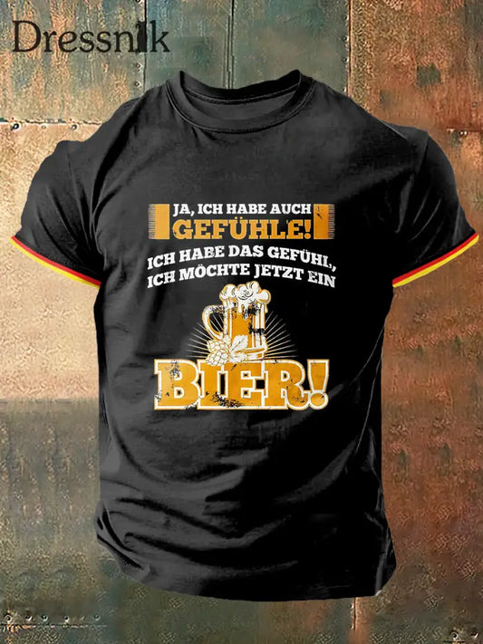 Herren Deutschland Bier Print Vintage Mode Kurzarm T-Shirt Schwarz / S