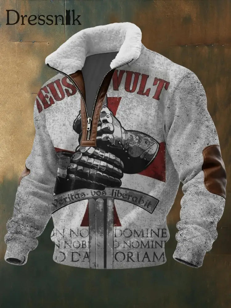 Herren Deutschland Eisernes Kreuz Armee Logo & Deus Vult! Kragen Hoodie mehrfarbig / S