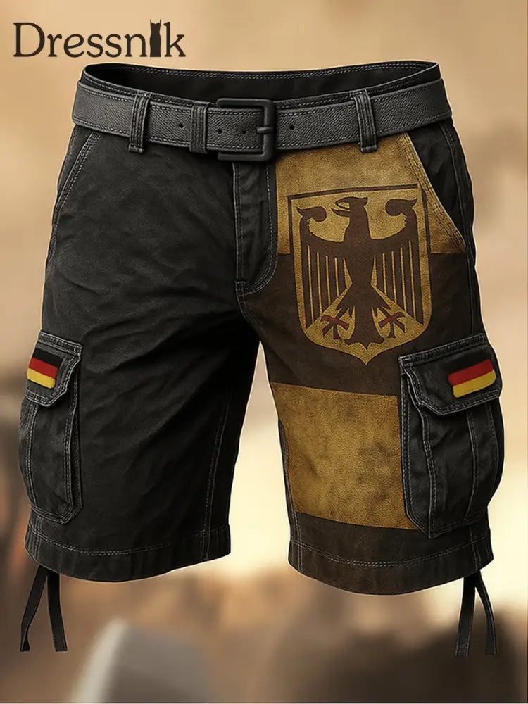Herren Deutschland Flagge bedruckte Textur Kordel zug Tasche Freizeit-Cargo-Shorts A / M