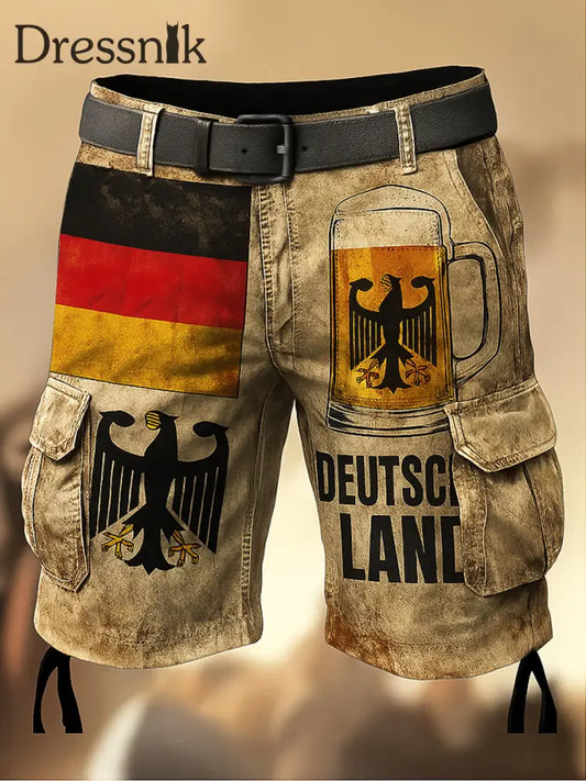 Herren Deutschland Flagge bedruckte Textur Kordel zug Tasche Freizeit-Cargo-Shorts A / M