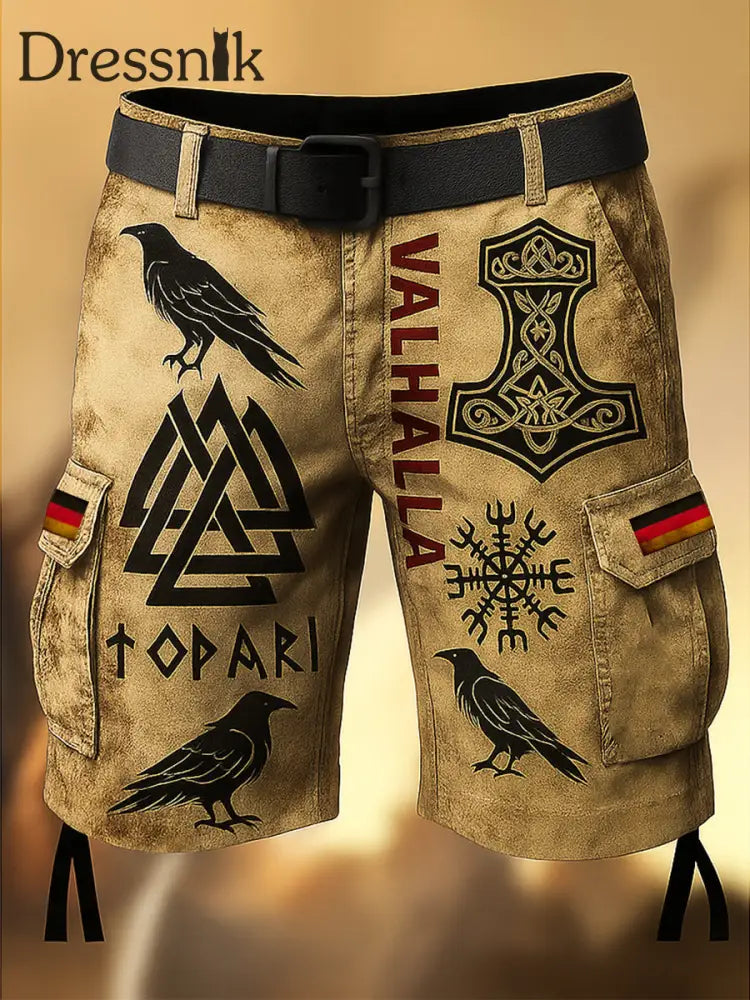 Herren Deutschland Flagge bedruckte Textur Kordel zug Tasche Freizeit-Cargo-Shorts A / M