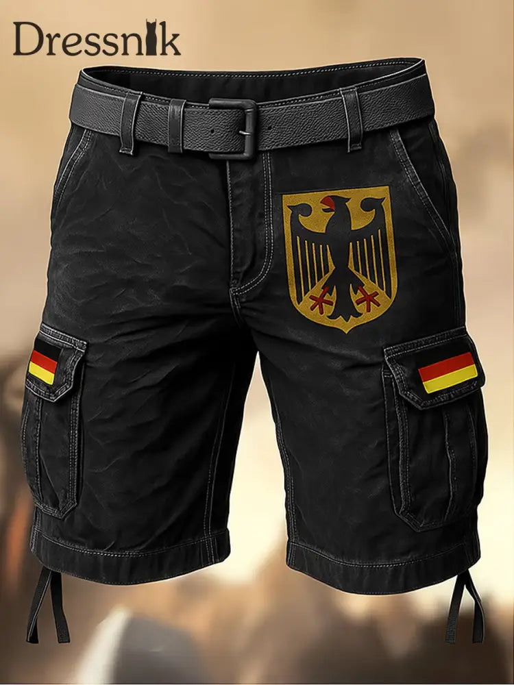 Herren Deutschland Flagge bedruckte Textur Kordel zug Tasche Freizeit-Cargo-Shorts A / M