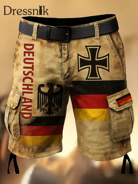 Herren Deutschland Flagge bedruckte Textur Kordel zug Tasche Freizeit-Cargo-Shorts A / M