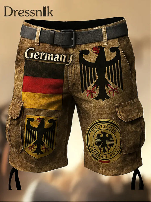 Herren Deutschland Flagge bedruckte Textur Kordel zug Tasche Freizeit-Cargo-Shorts A / M