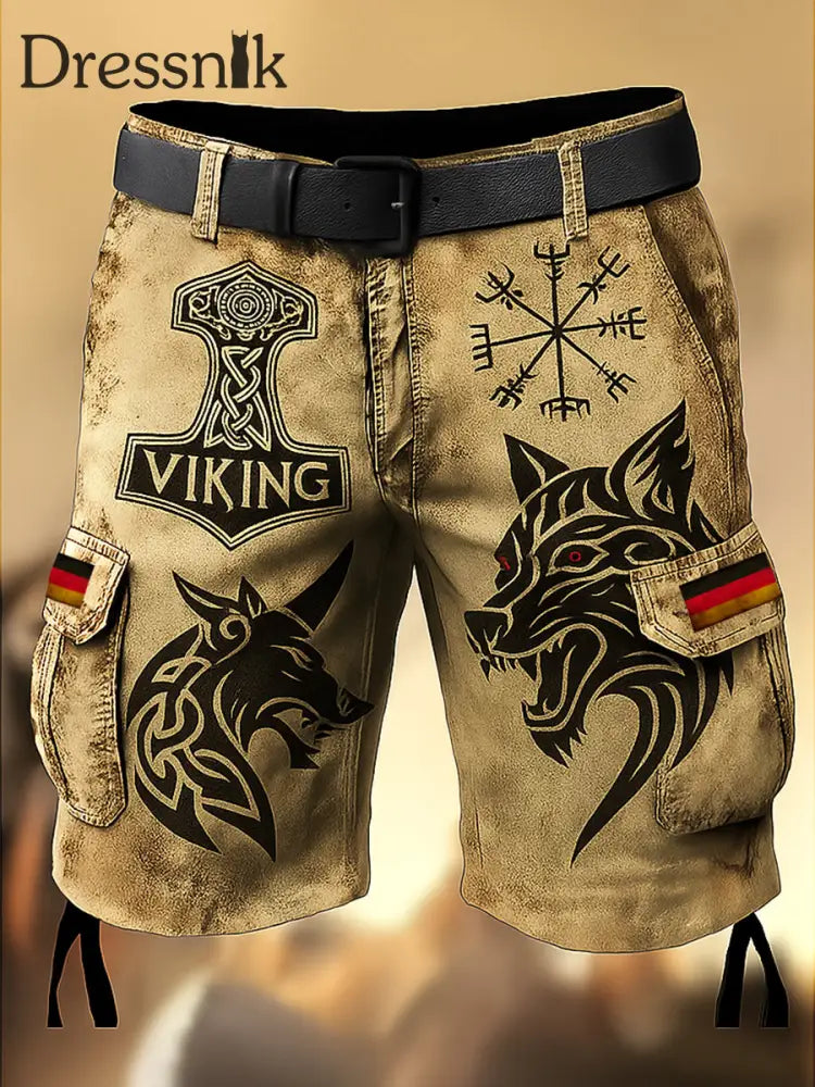 Herren Deutschland Flagge bedruckte Textur Kordel zug Tasche Freizeit-Cargo-Shorts A / M