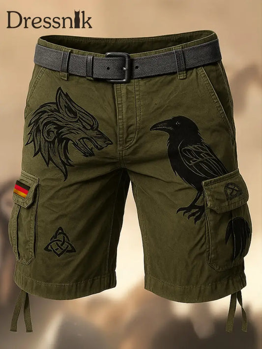 Herren Deutschland Flagge Viking bedruckte Textur Kordel zug Tasche Freizeit Cargo Shorts A / M
