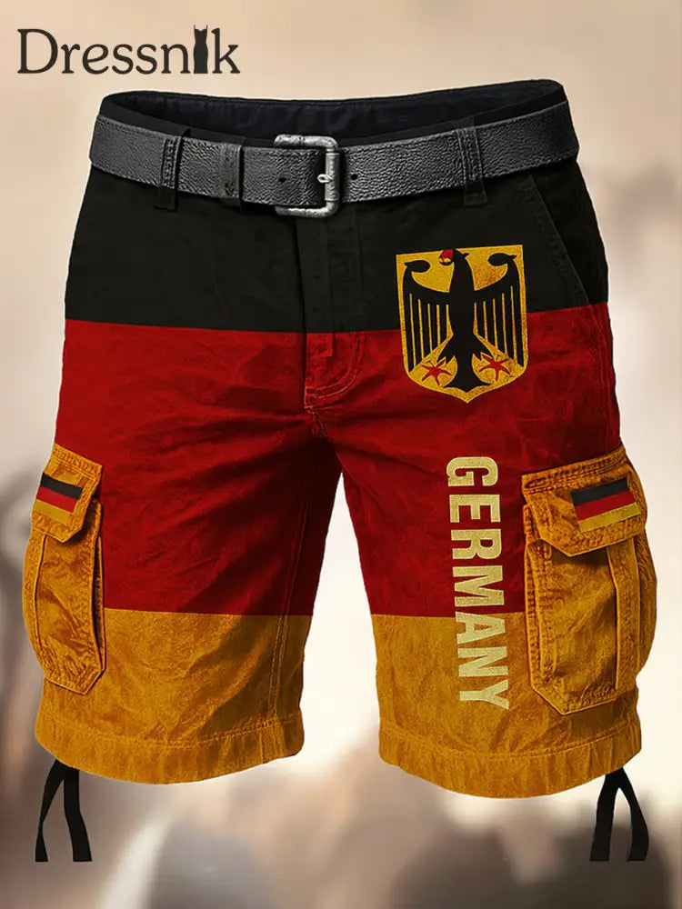 Herren Deutschland Flagge Viking bedruckte Textur Kordel zug Tasche Freizeit Cargo Shorts A / M
