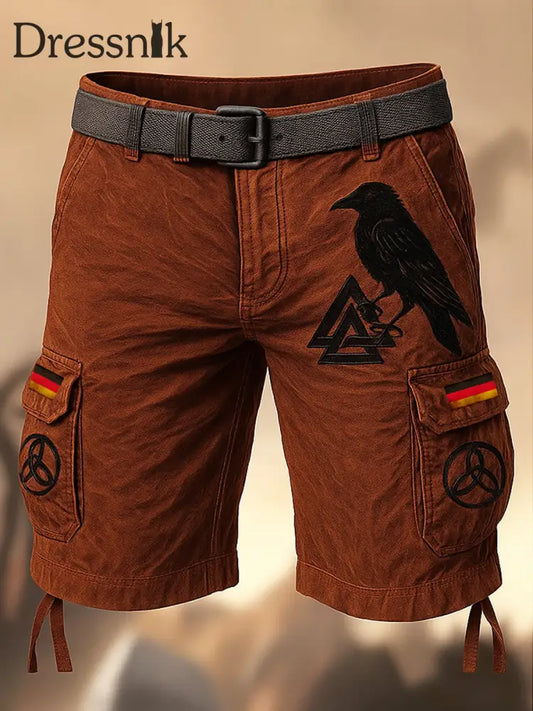 Herren Deutschland Flagge Viking bedruckte Textur Kordel zug Tasche Freizeit Cargo Shorts A / M