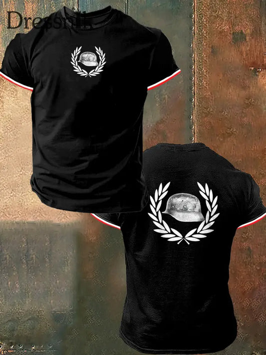 Herren Deutschland Helm druck Vintage Mode Kurzarm T-Shirt Schwarz / S