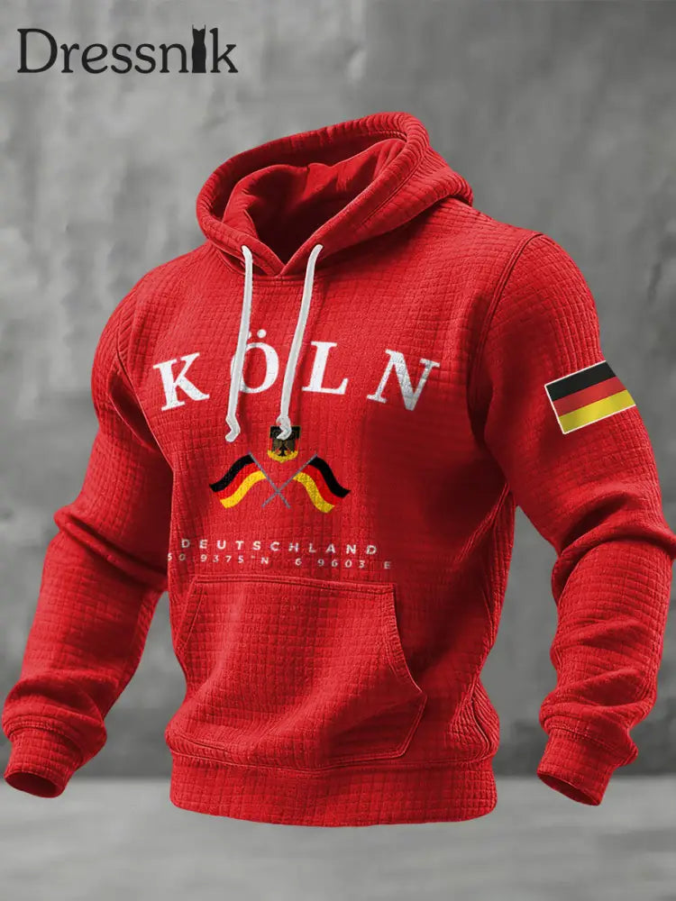 Herren Deutschland Köln Bedruckt Hoodie reines Rot / S