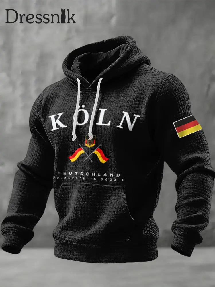 Herren Deutschland Köln Bedruckt Hoodie Schwarz / S
