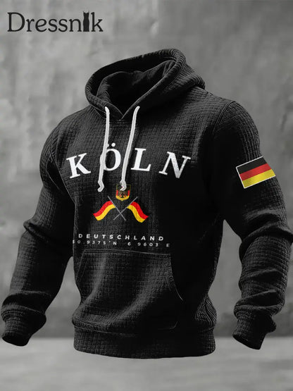 Herren Deutschland Köln Bedruckt Hoodie Schwarz / S