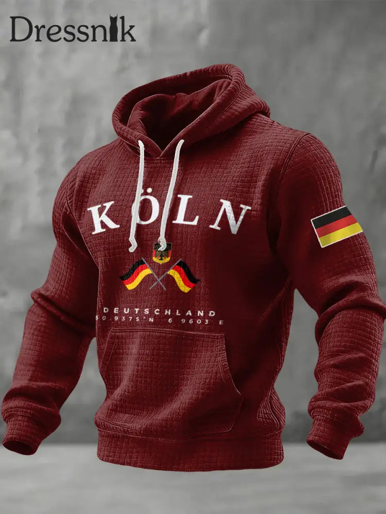 Herren Deutschland Köln Bedruckt Hoodie Weinrot / S
