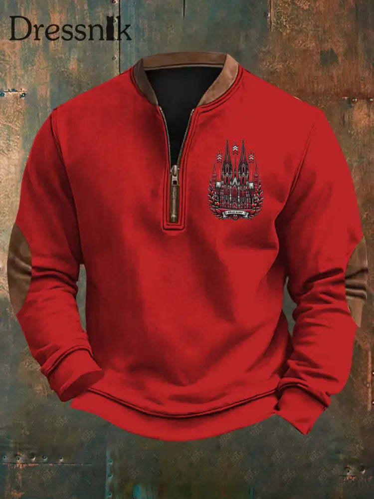 Herren Deutschland Kölner Karneval bedrucktes lässiges Sweatshirt Rot / S