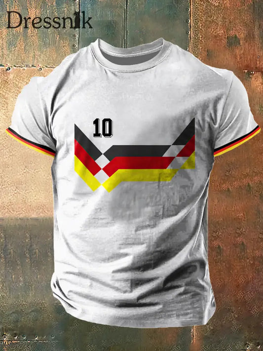 Herren Deutschland Nr. 10 Print Vintage Mode Kurzarm T-Shirt Weiß / S