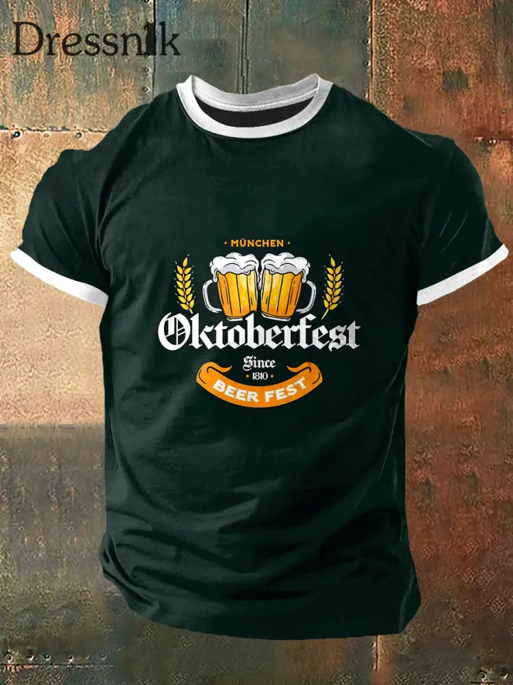 Herren Deutschland Oktoberfest Print Vintage Mode Kurzarm T-Shirt Grün / S