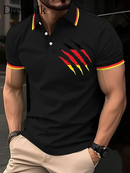 Herren Deutschland Print Casual Top Schwarz / S
