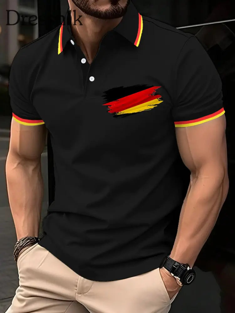 Herren Deutschland Print Casual Top Schwarz / S