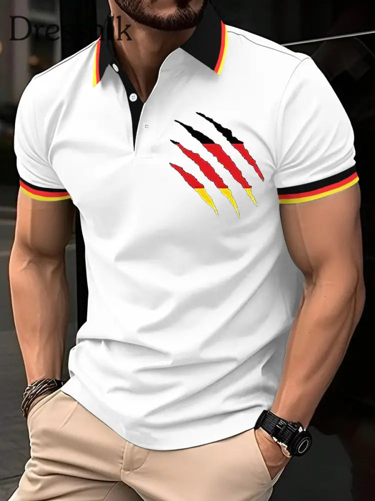 Herren Deutschland Print Casual Top Weiß / S