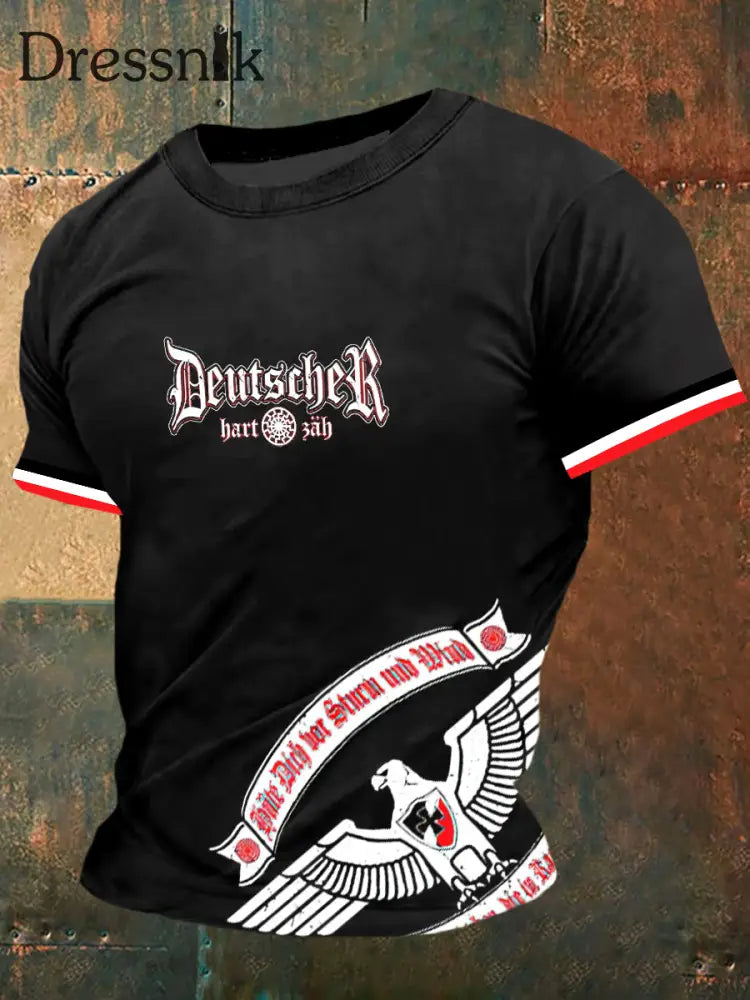 Herren Deutschland Reichs adler Print Vintage Mode Kurzarm T-Shirt Schwarz / S