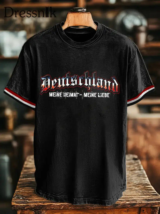 Herren Deutschland Stolz Treue Tradition T-Shirt mit kurzen Ärmeln Schwarz / S