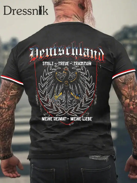 Herren Deutschland Stolz Treue Tradition T-Shirt mit kurzen Ärmeln Schwarz / S