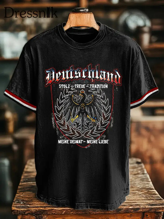 Herren Deutschland Stolz Treue Tradition T-Shirt mit kurzen Ärmeln Schwarz / S