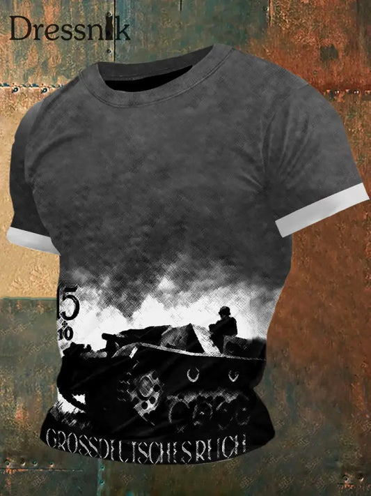 Herren Deutschland Tank Print Vintage Mode Kurzarm T-Shirt Grau / S
