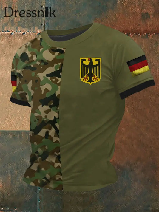 Herren Deutschland Veteran T-Shirt mit kurzen Ärmeln Armee grün / S
