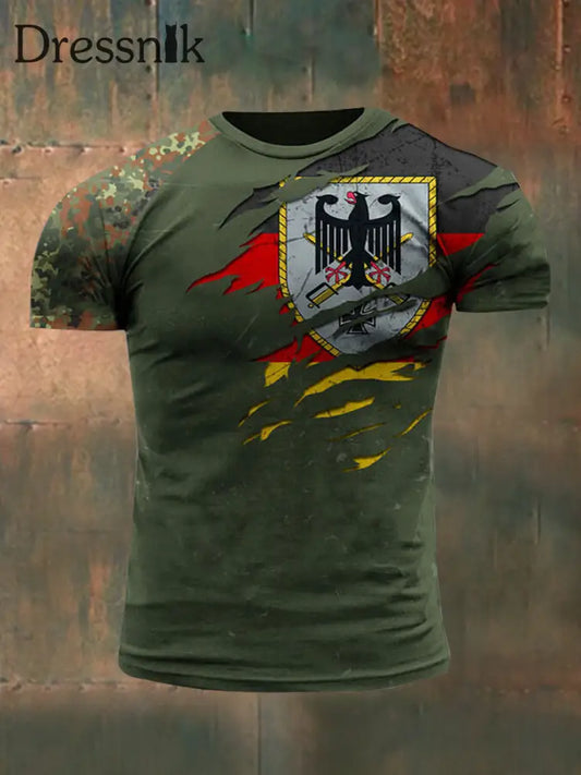 Herren Deutschland Veteran T-Shirt mit kurzen Ärmeln Armee grün / S
