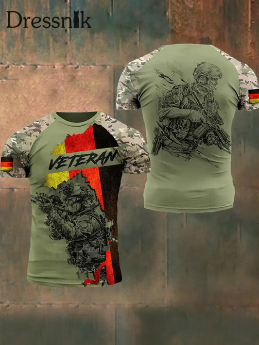 Herren Deutschland Veteran T-Shirt mit kurzen Ärmeln Armee grün / S