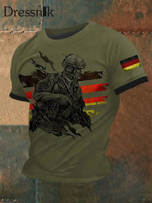 Herren Deutschland Veteran T-Shirt mit kurzen Ärmeln Armee grün / S