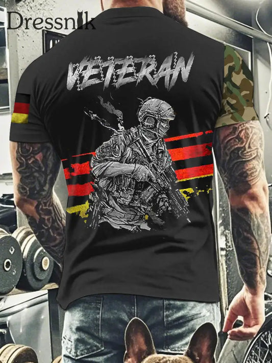 Herren Deutschland Veteran T-Shirt mit kurzen Ärmeln Schwarz / S