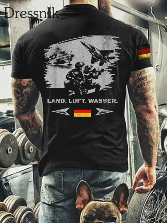 Herren Deutschland Veteran T-Shirt mit kurzen Ärmeln Schwarz / S