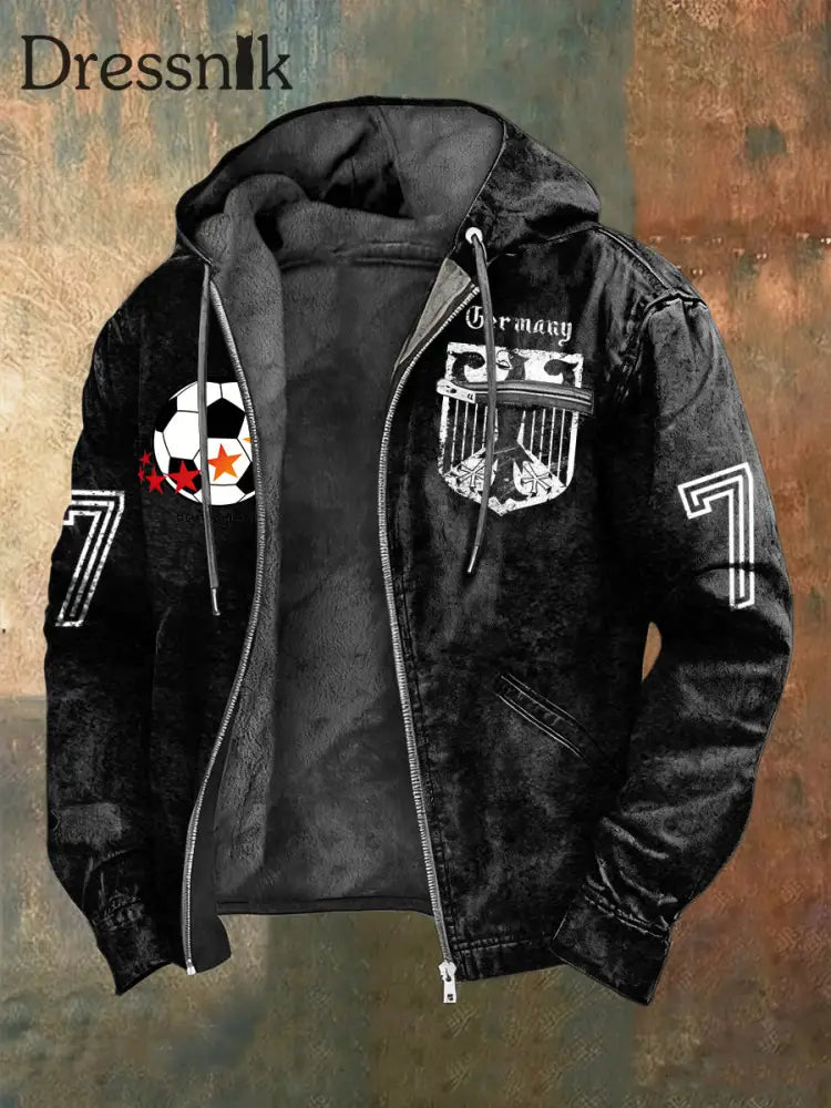 Herren Distressed Deutschland Fußball Grafik Zip Jacke mehrfarbig / S
