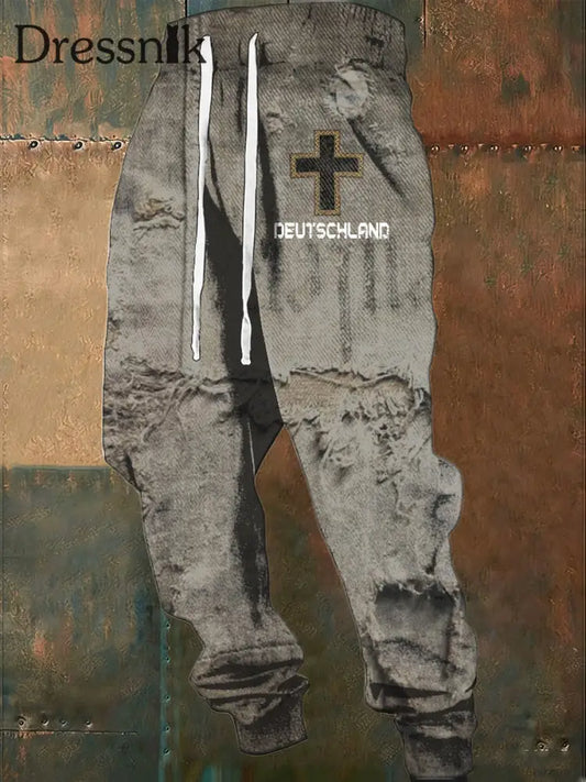 Herren Distressed Grey ’DEUTSCHLAND’ Kreuz-Detail-Jogging hose mehrfarbig / S