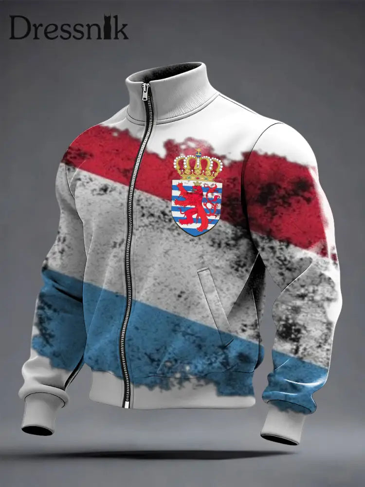 Herren Distressed Luxembourg Flag & Crest Jacke mehrfarbig / S