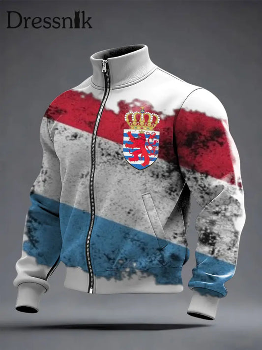 Herren Distressed Luxembourg Flag & Crest Jacke mehrfarbig / S