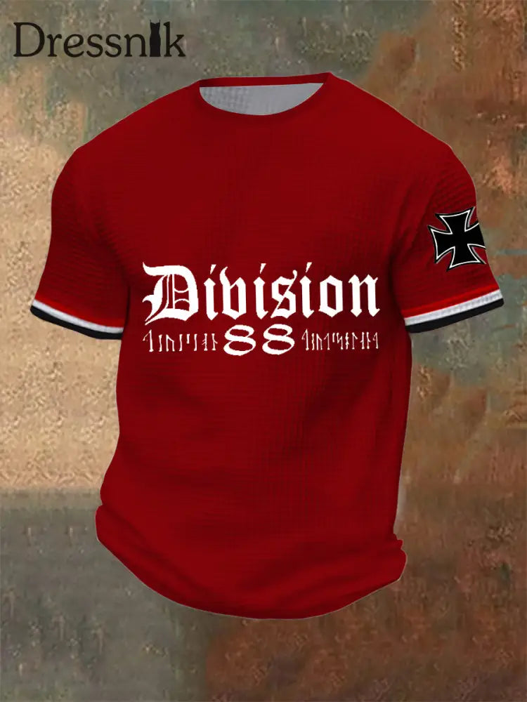 Herren Division 88 Runen bedrucktes Kurzarm-T-Shirt Rot / S