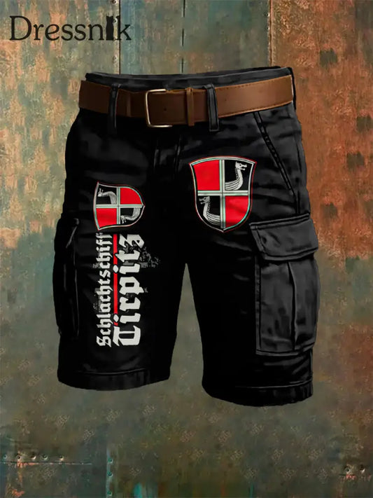 Herren Drachens chiff Kunstdruck Overalls Shorts Schwarz / S