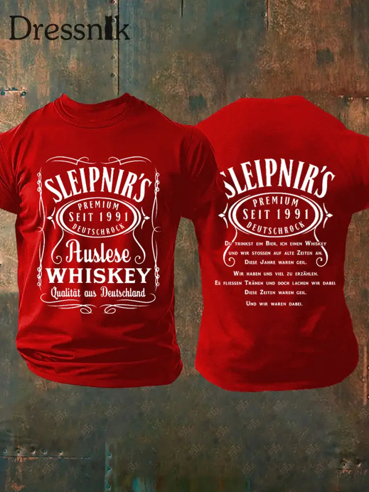 Herren Du Trinkst Ein Bier Ich Einen Whisky Bedrucktes Kurzarm T-Shirt Rot / S