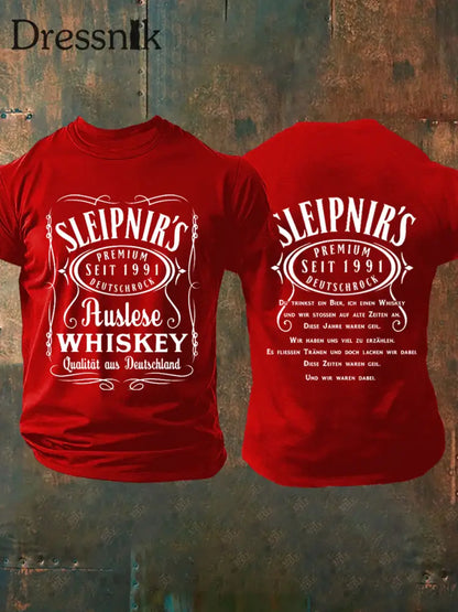 Herren Du Trinkst Ein Bier Ich Einen Whisky Bedrucktes Kurzarm T-Shirt Rot / S