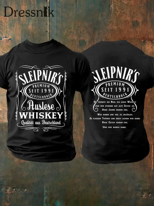 Herren Du Trinkst Ein Bier Ich Einen Whisky Bedrucktes Kurzarm T-Shirt Schwarz / S