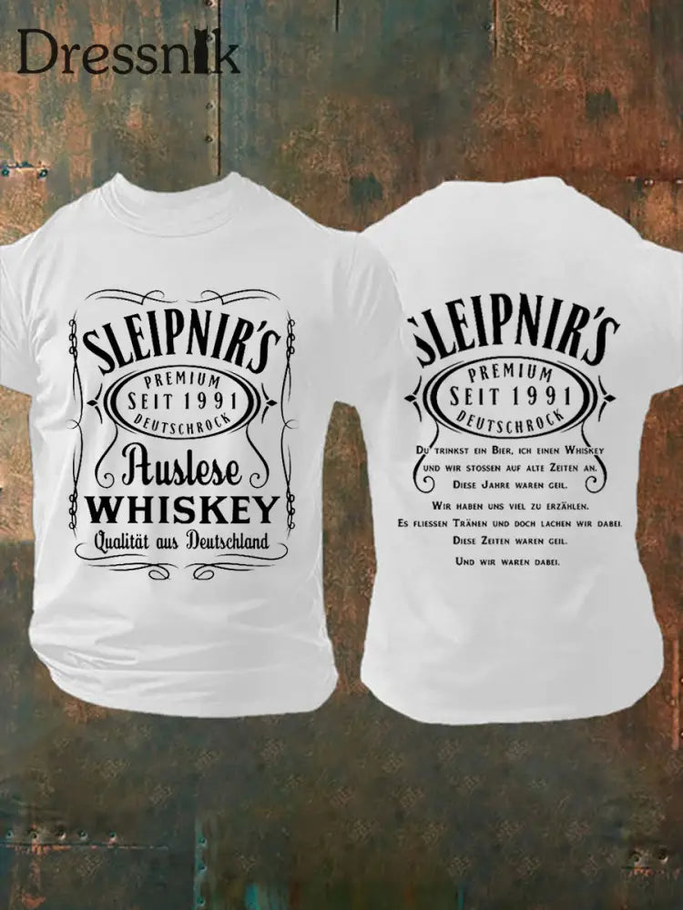 Herren Du Trinkst Ein Bier Ich Einen Whisky Bedrucktes Kurzarm T-Shirt Weiß / S
