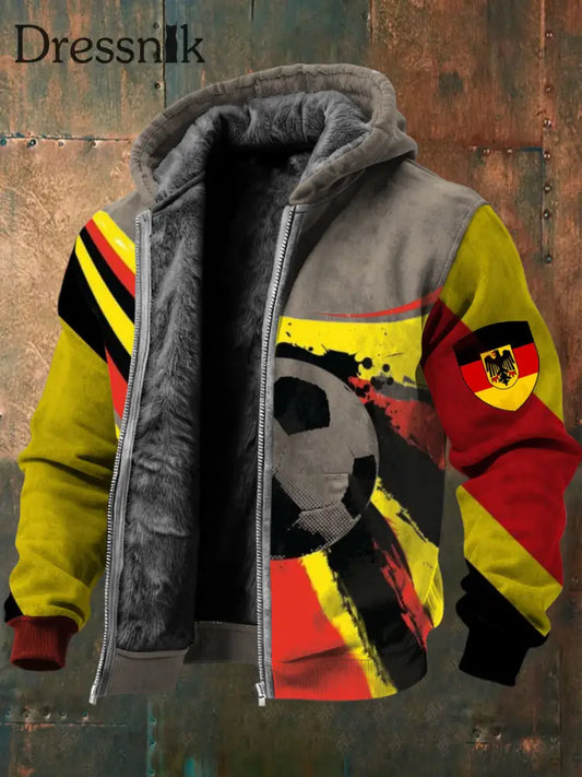 Herren Dynamic Germany Soccer & Eagle Emblem Print Fleece-Jacke mehrfarbig / S